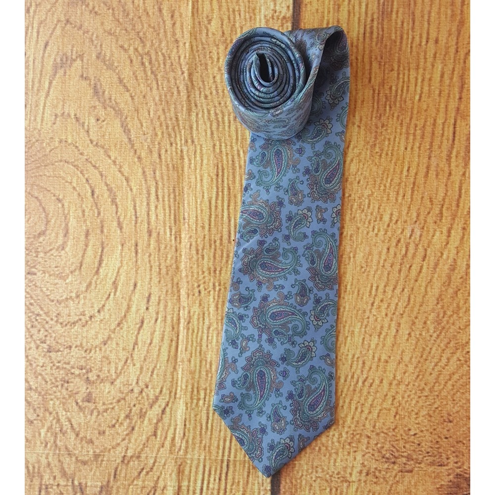 EGON VON FURSTENBERG TIE Blue PAISLEY DESIGN Made in U.S.A